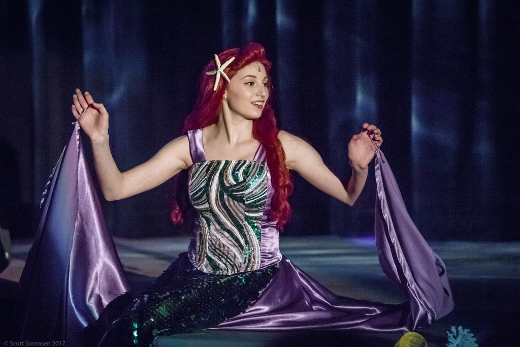 Woman dressed as Ariel from The Little Mermaid Musical